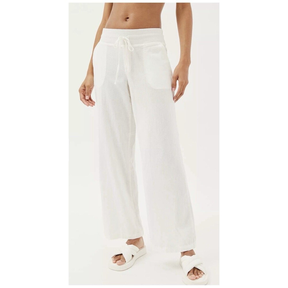 URBAN OUTFITTERS  UO Costa Linen Pant  Low Rise Large Wide Leg Coastal